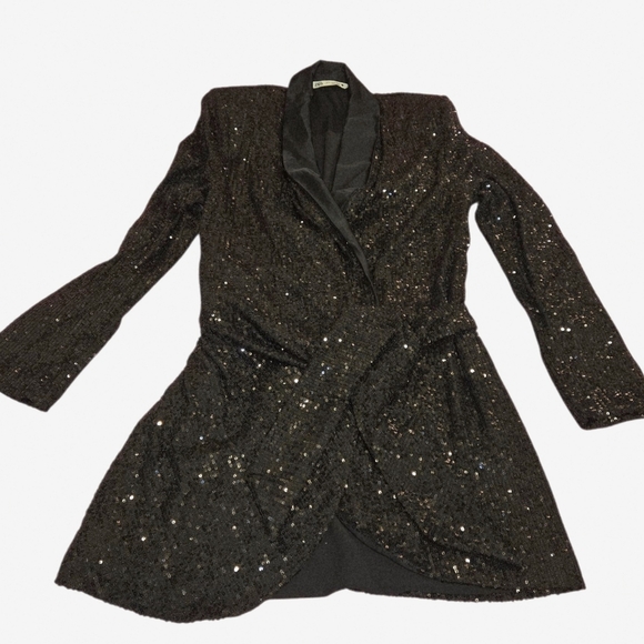 Zara Black Sequin Blazer - Picture 6 of 12